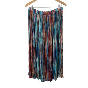New Direction Multicolored Rainbow Crinkled Broomstick Skirt Gypsy Petite Large